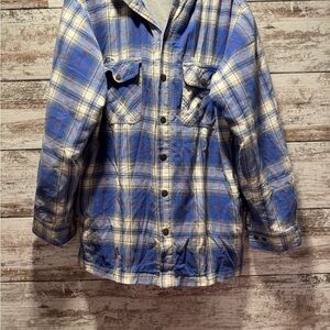 Vintage Rustic Ridge Blue and White Plaid Lined Shirt Jacket M